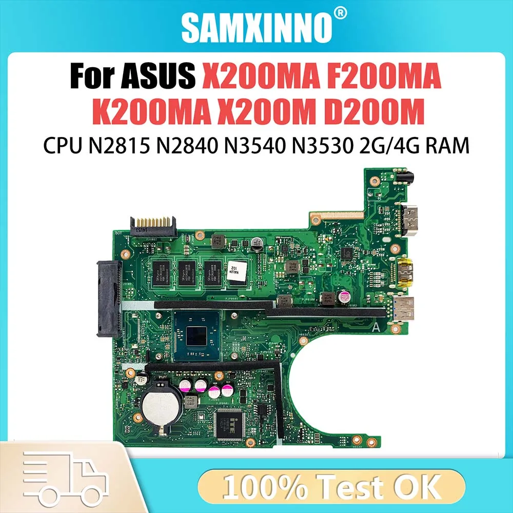 Computer Mainboard For ASUS X200MA X200M F200MA K200MA D200M Laptop Motherboard With N2815 N2840 N3540 N3530 2G 4GB RAM LVDS EDP