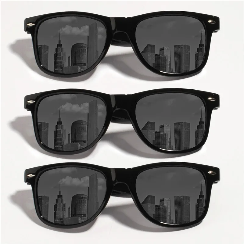 4PCS Classic Black Square Fashion Glasses with Bolt Decoration For Party Photography Wedding Birthday Graduation Hiking