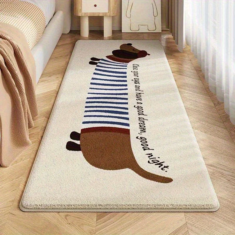 VIKAMA 1 Stück Bodenmatte mit Dackelmuster, rutschfeste Decke für drinnen und draußen, Camping, Schlafzimmer, Nachttisch, Heimdekoration, perfektes Geschenk