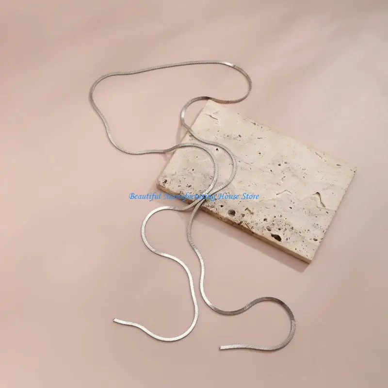 

E56A Stainless Steel Choker Neckwear Chain Long Necklace for Stylish Individuals