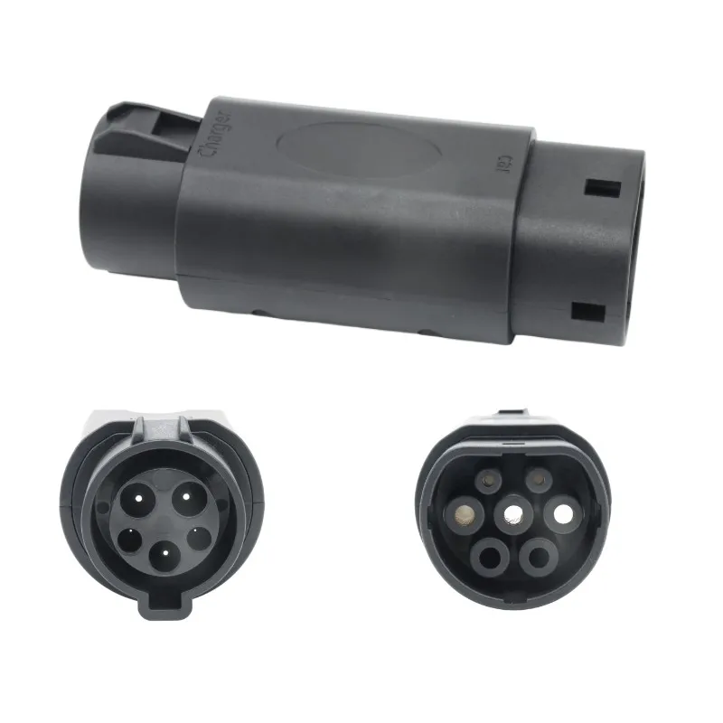

Black straight American to European standard car charging gun plug, new energy vehicle charging gun adapter 32A7KW
