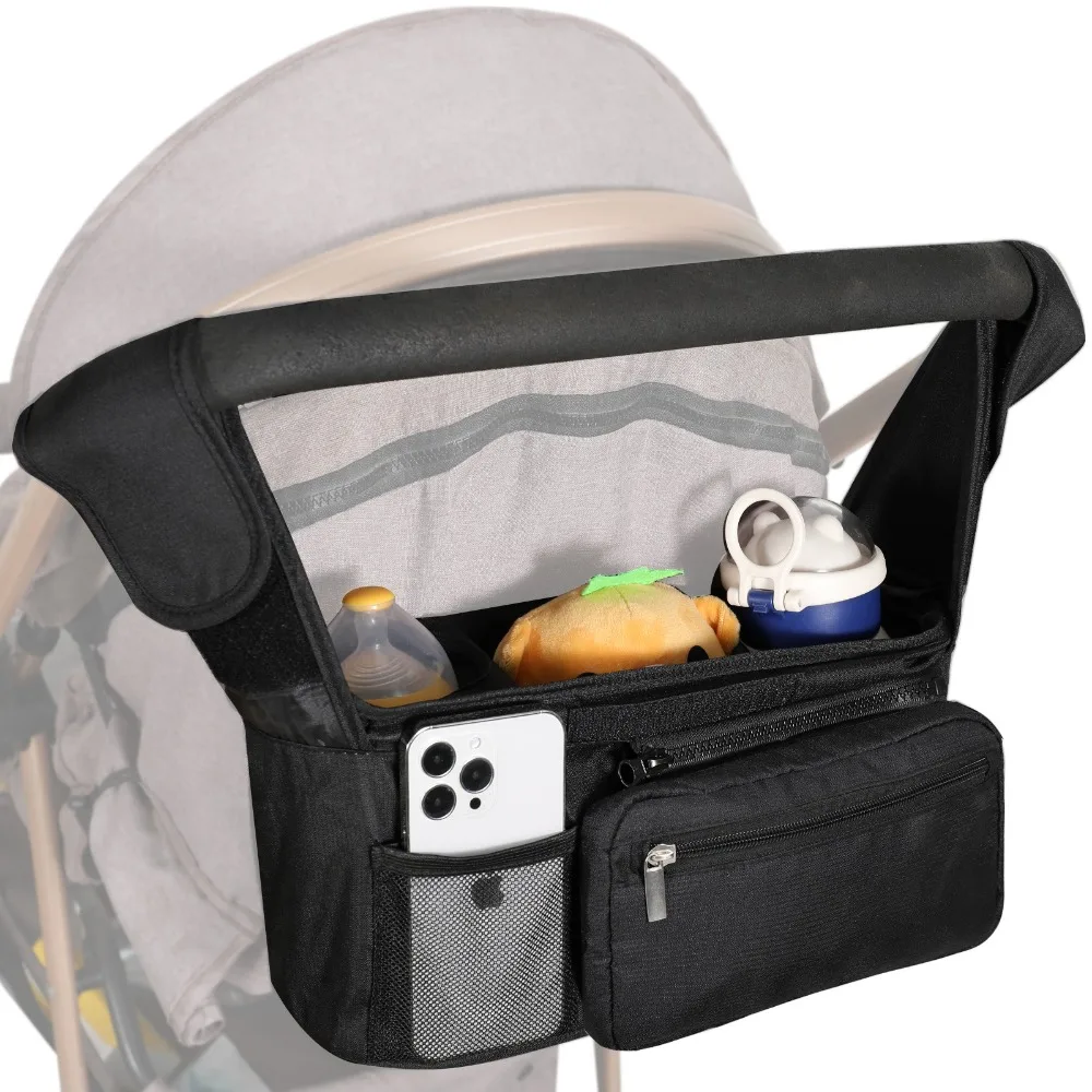 Large Capacity Stroller Storage Bag Cup Holder Stroller Accessories Pushchair Storage Bag Phone Bottle Holder Pram Diaper Bags
