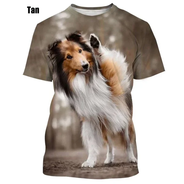 Fashion Casual T Shirt Cute Sheltie Dog 3D Printed Men\'s Short Sleeve PersonalityBorder Collie Harajuku Style Streetwear Top