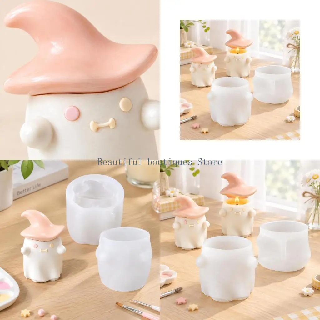 U4LF Creative Silicone Spooky Cup Casting Mold for Repeated Resin Projects, with a Flexible Two-Part Form and Separate Witch