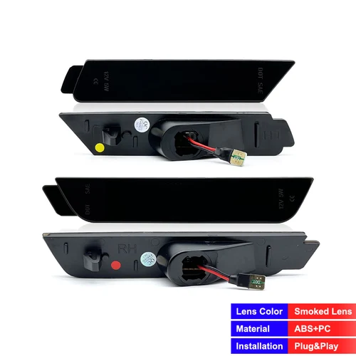 Imagen 2 del producto Para Chevrolet Camaro 2010-2015 lente transparente y ahumada LED lámpara de posición lateral ámbar delantero rojo luces de guardabarros laterales traseros