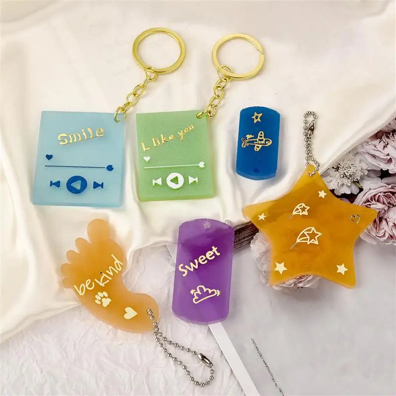 Key Chain Pendant Crystal Epoxy Resin Mold Diy Foot MP3 Key Chain Casting Silicone Mold Jewelry Making Tool