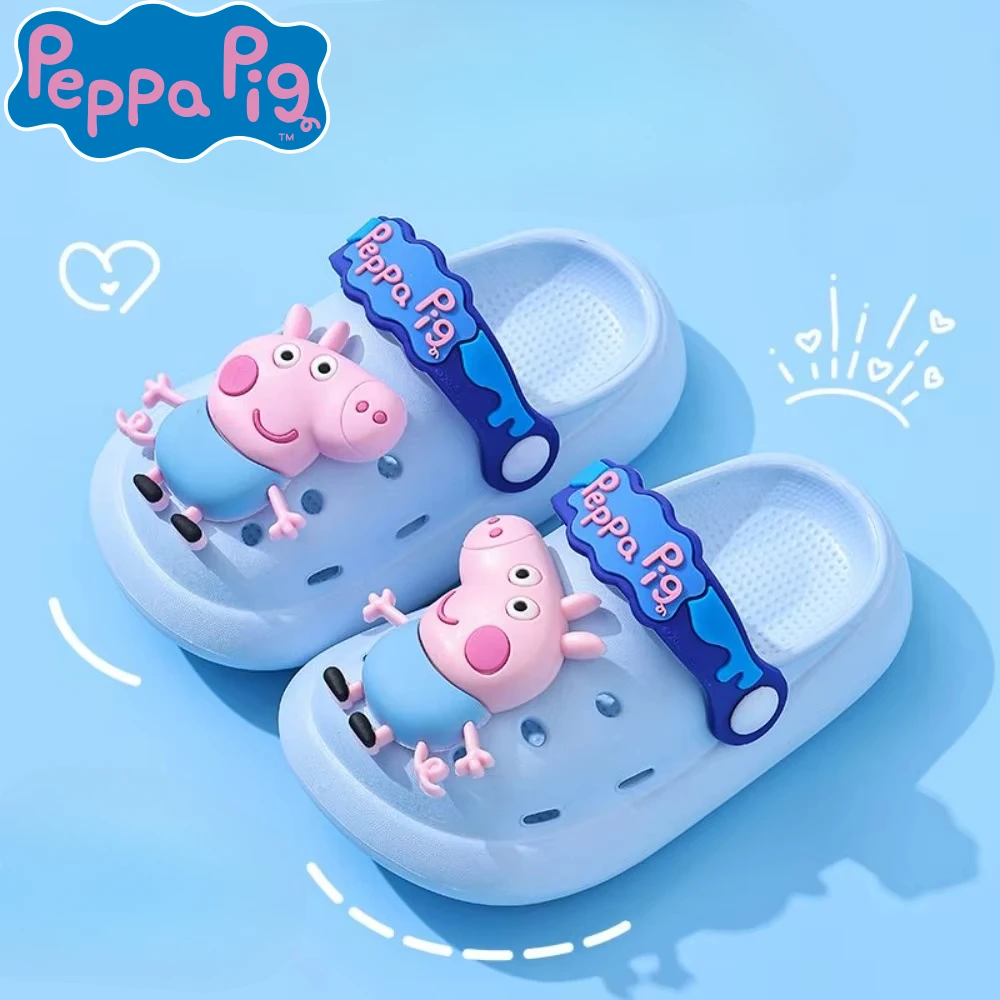 Kawaii Peppa Pig 15cm-19cm Children's Sandals Summer Cartoon Cute Soft Sole Breathable Non Slip Indoor Boy Girls Slippers Gifts