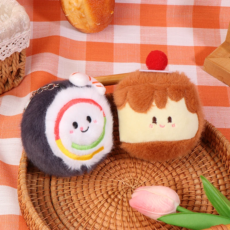 Sushi Plush Toy Keychain Cartoon Sandwich Bread Soft Stuffed Doll Pendant Car Key Ring Backpack Bag Decor Kid Gift