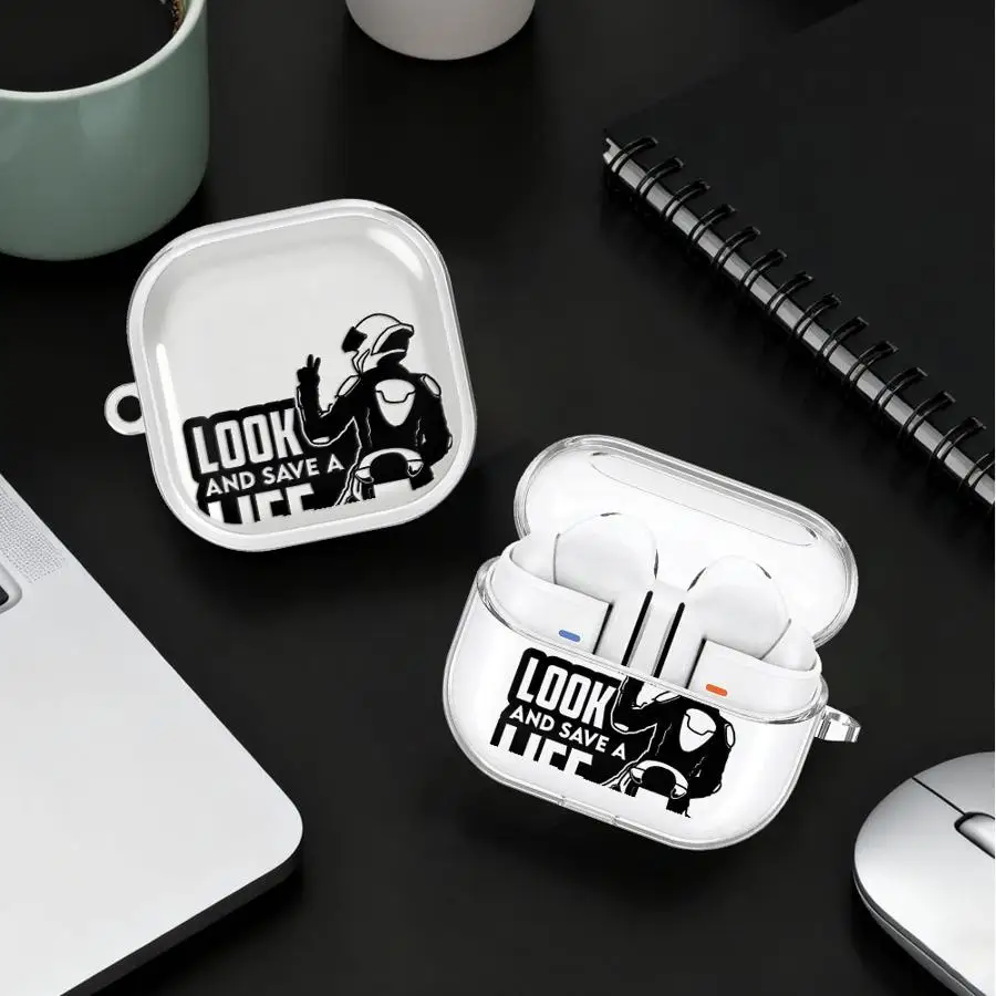 Motorcyclist Family Clear Earphone Cases Cover With Hook Case For Samsung Galaxy Buds Live 4Pro 3Pro 2Pro 3 FE 2 4 Pro