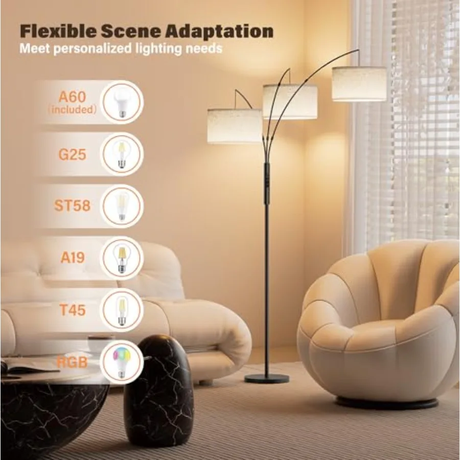 27W Floor Lamps for Living Room - Super Bright Dimmable Tree Floor Lamp, Modern Standing Lamp with Remote and Touch Control, 3