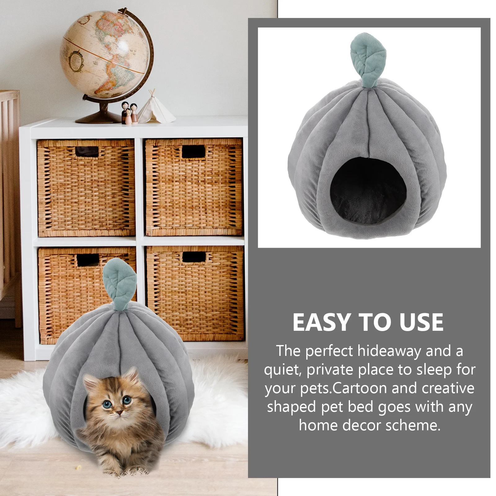 

Pumpkin Shaped Cat Sleeping Bed Winter Warm Pet House Ideal Place for Pets to Durable Pet Bed Cat House