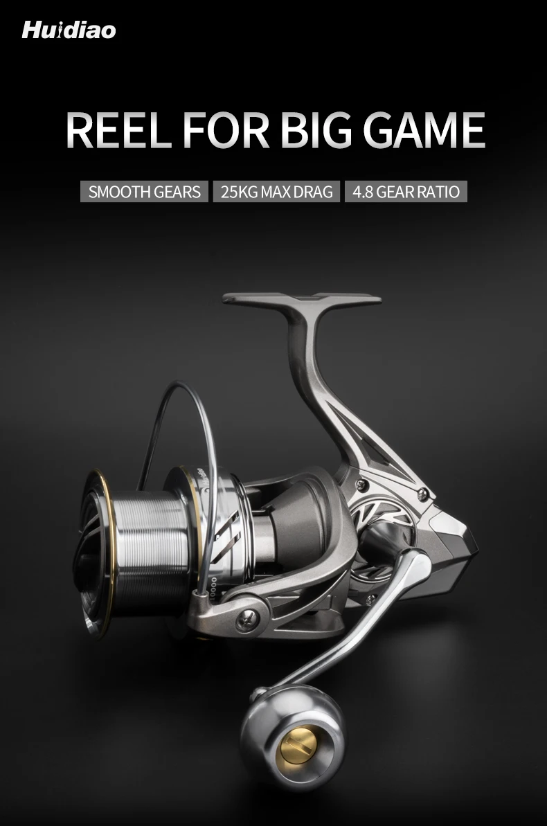Huidiao KNIGHT ST Big Game Spinnrolle Surfcasting-Rolle 8000 9000 10000 12000 14000 25KG Max Bremskraft für Salzwasser – Detail 1