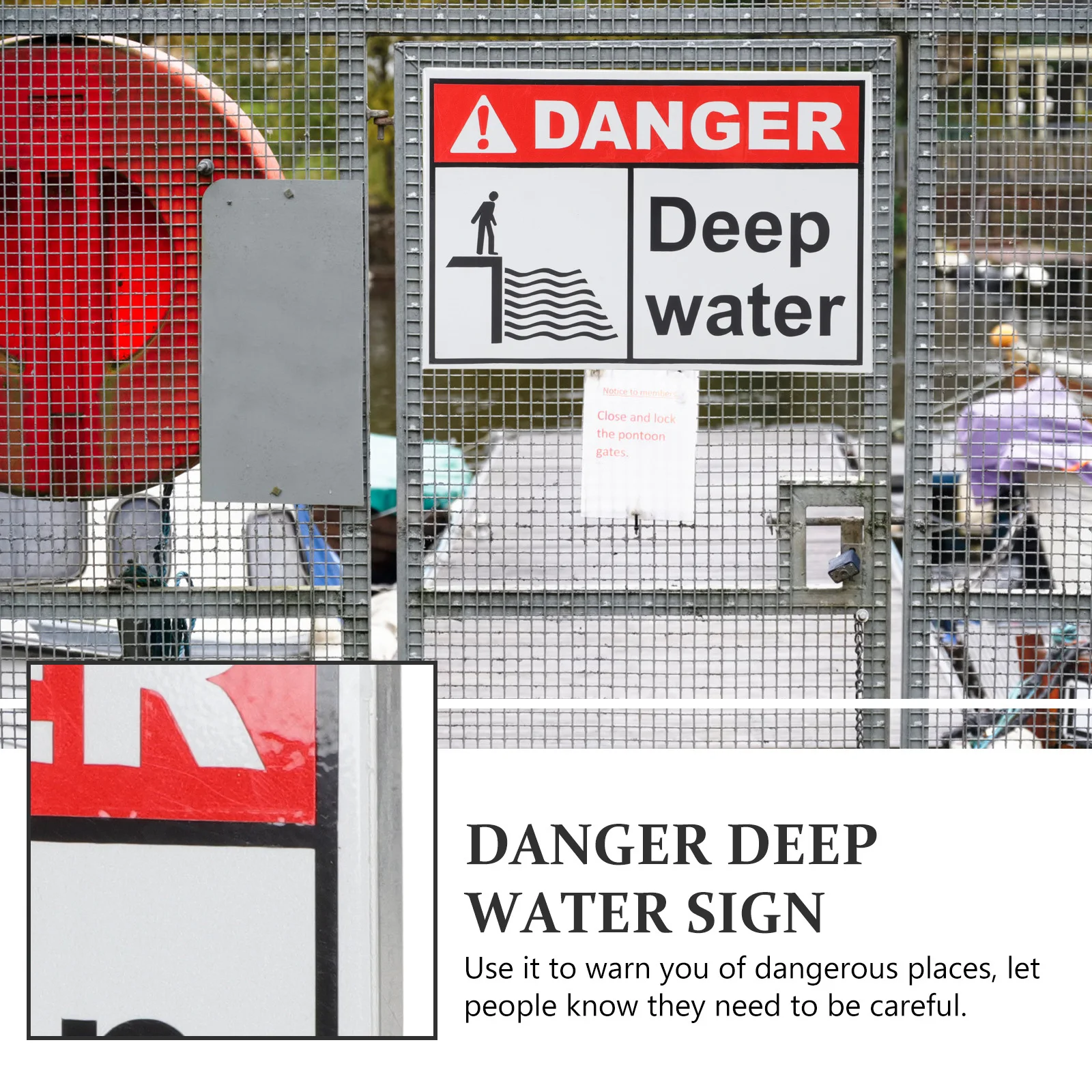 Deep Water Dangerous Zone Sign Outdoor Warning Sign for Kids Adults Safety Security Caution Pond Lake River Security Signs