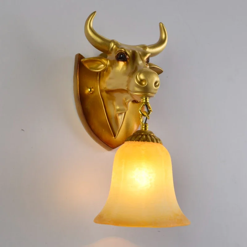 

~Niutou Industrial Style Restaurant Aisle Lamp Engineering Bar Stall Decorative Resin Wall Lamp