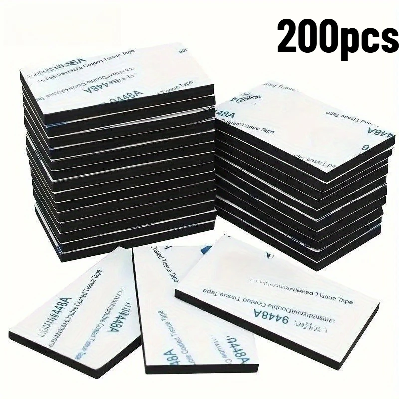 200pcs Heavy Duty Double Sided Foam Tape Strong Pad Mounting Adhesive Tape, Black Self-Adhesive Tape Rectangle,