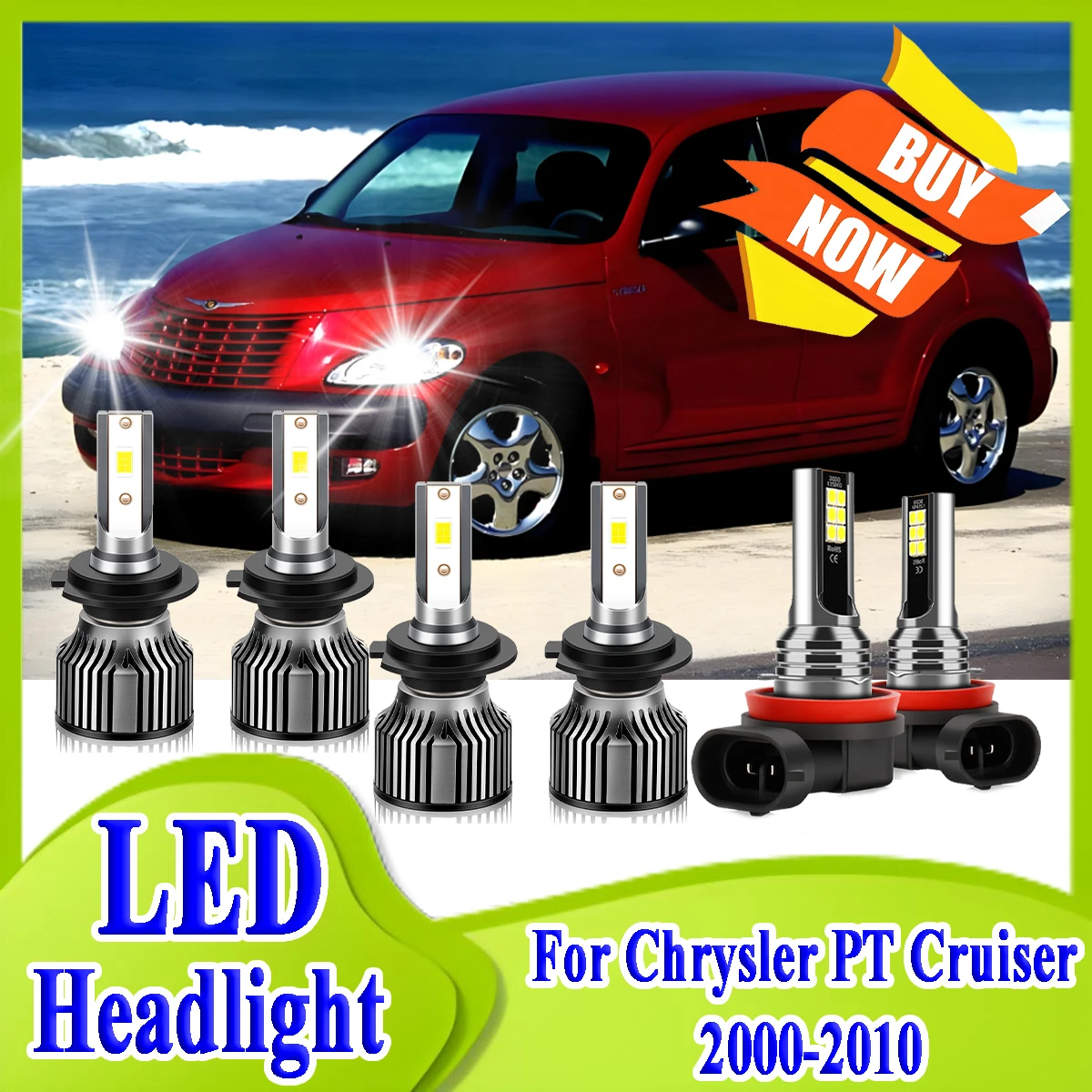 

Светодиодные лампы для фар 60000LM Turbo, автолампы 6000K, автомобильные противотуманные фары 12 В для Chrysler PT Cruiser 2000-2005 2006 2007 2008 2009 2010