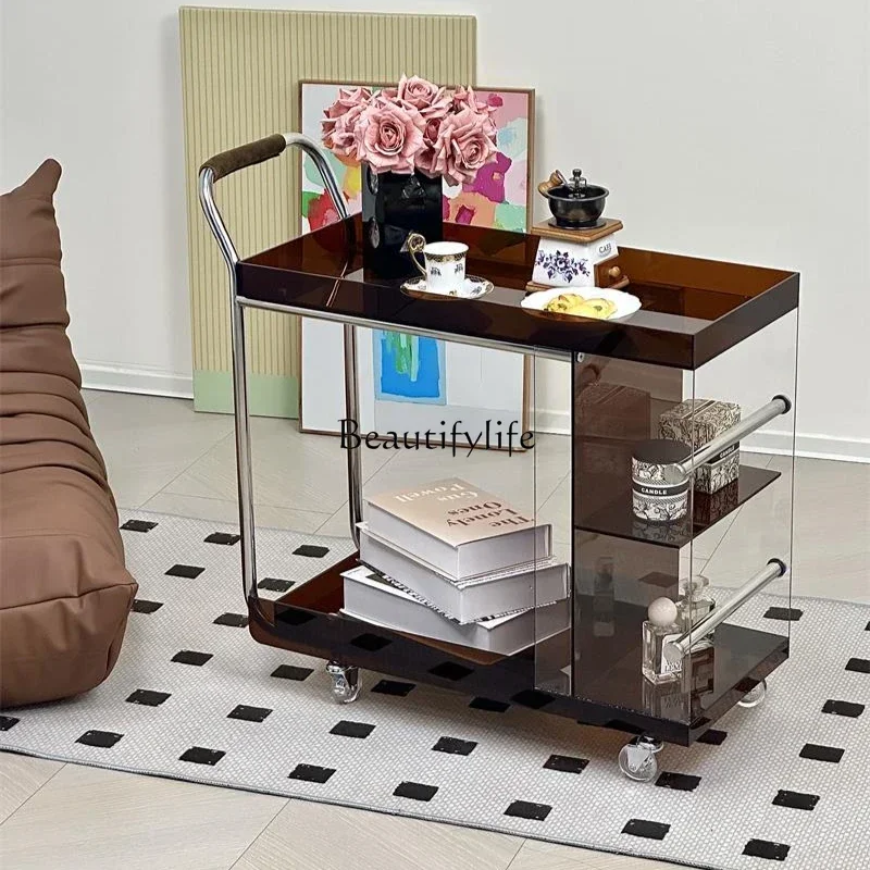 FGLight luxury living room sofa side mobile trolley acrylic rack