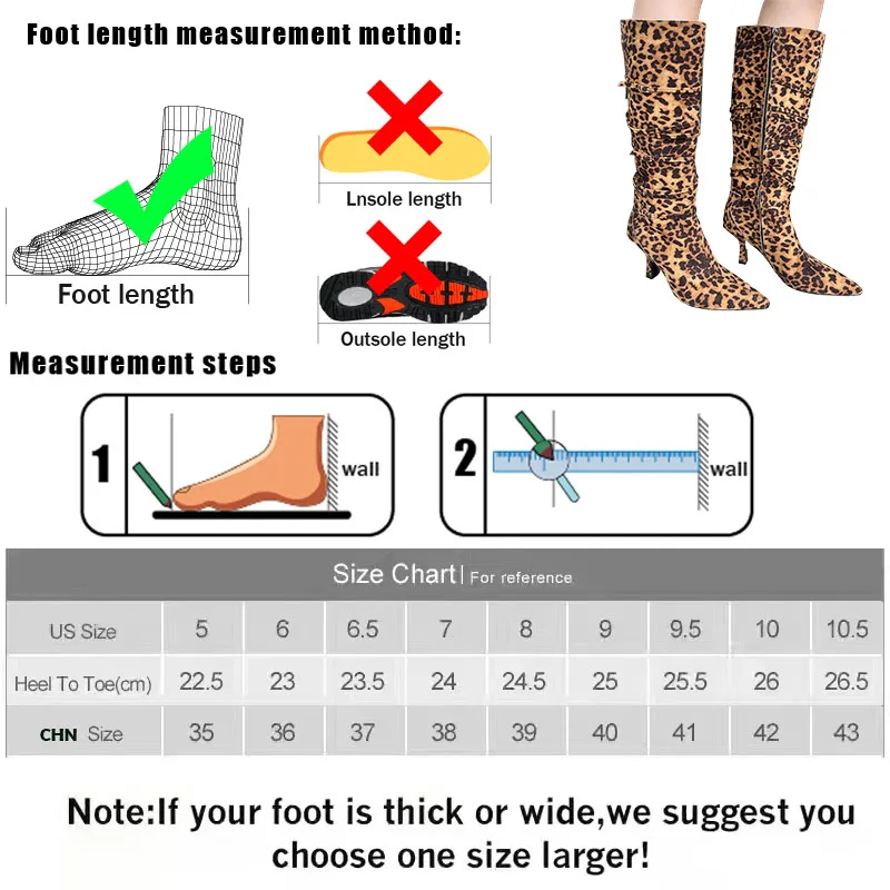 Big Size Fashion Leopard print Footwear Women Knee High Boots Female Designer Pointed Toe Ladies Long Modern Booties Heels Shoes