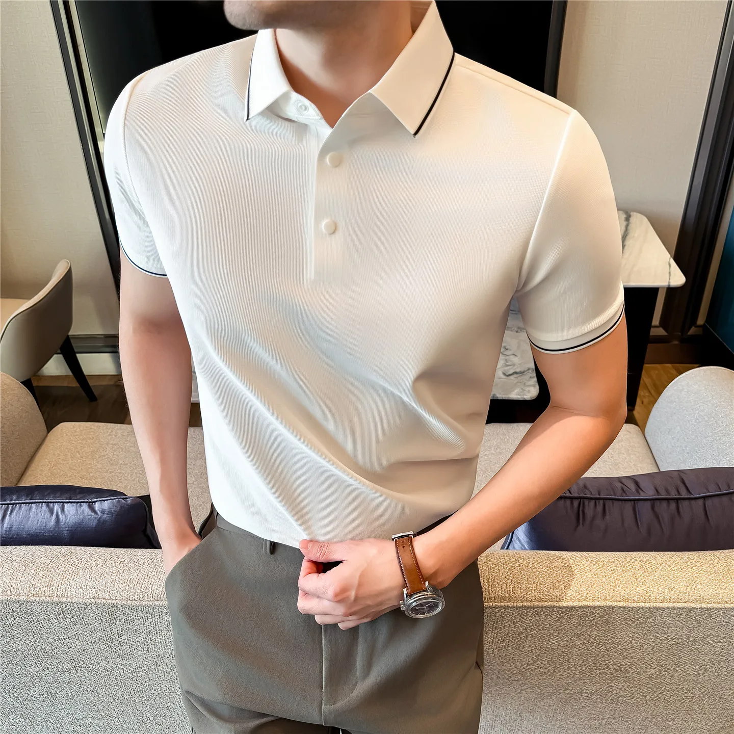 Summer 7A Antibacterial UV Resistant Men's Polo Shirts 2026 New High Qualitys Men Casual Business Short Sleeve T-shirt Tops