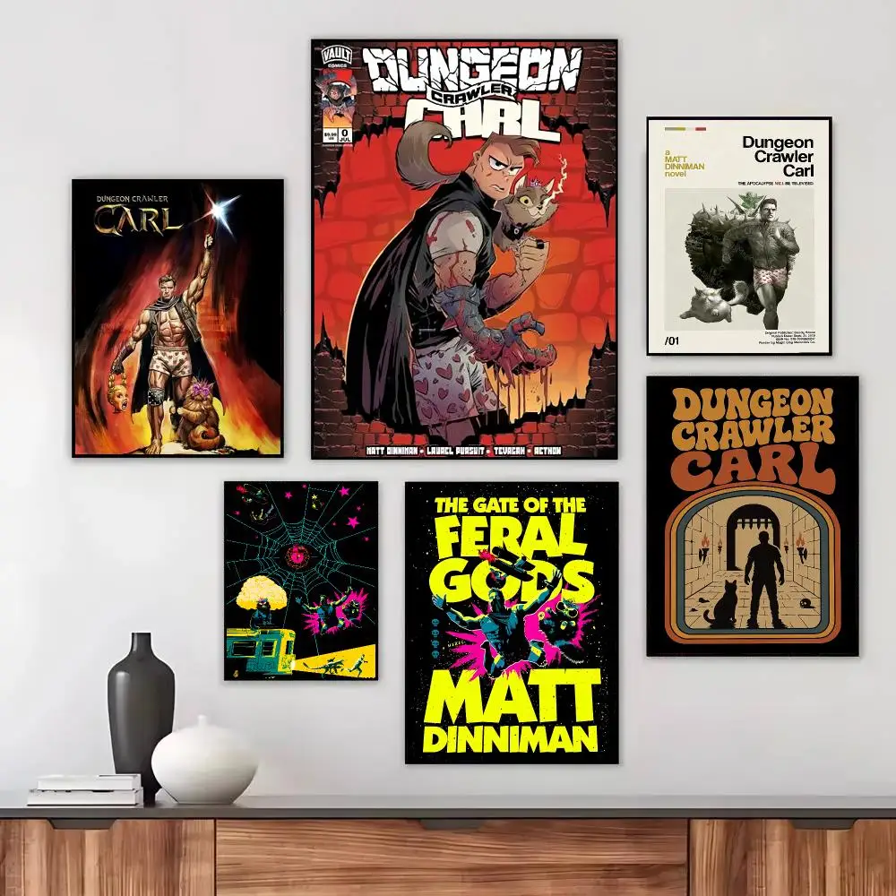 Retro Dungeon Crawler Carl Poster Wall Art Printed Decor Sticker Stylish Home Gift for Living Room Bedroom Corridor Cafe