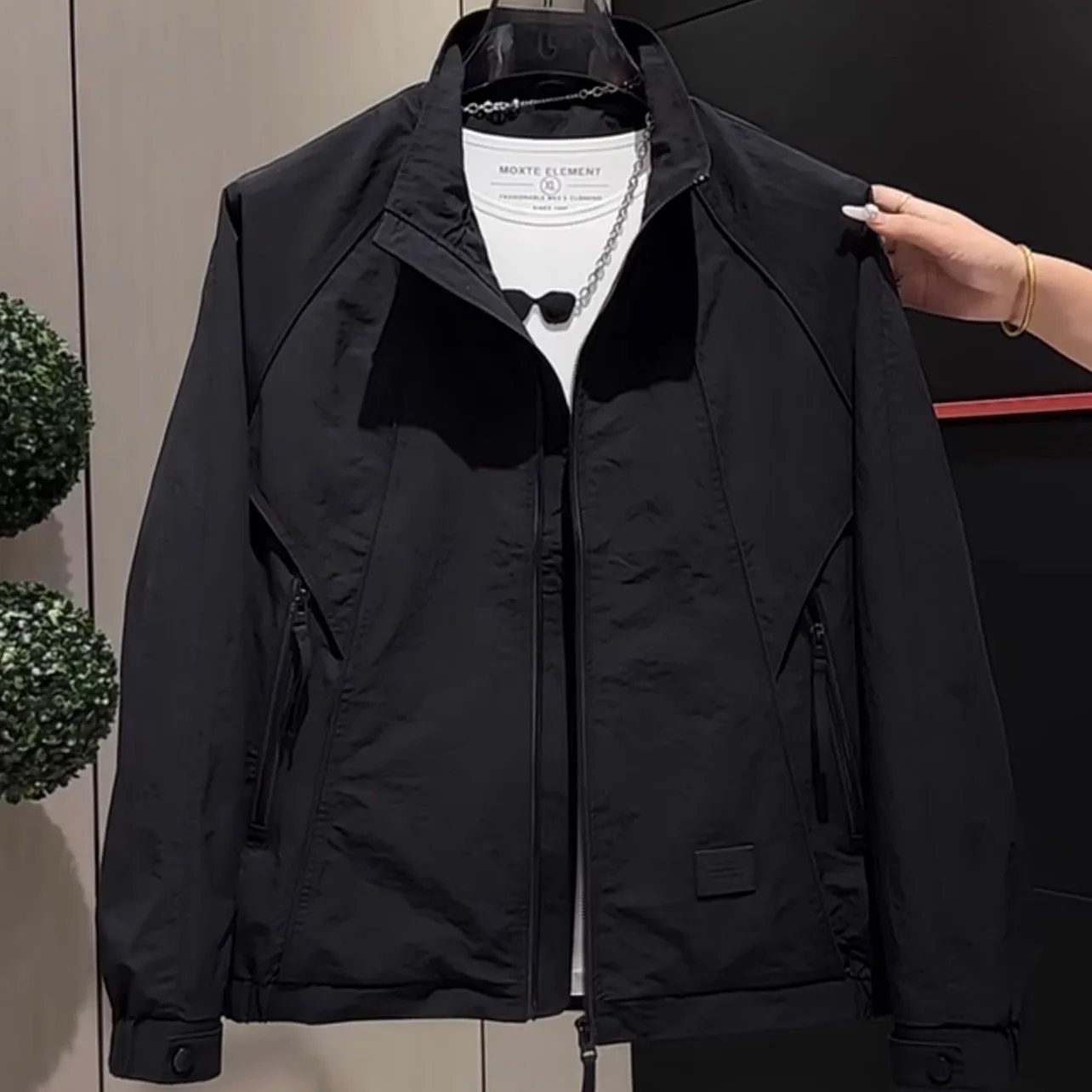 ربيع الخريف جديد Sle عادية Faionable الشباب تنوعا الوقوف طوق ملابس العمل Jaet الرجال سليم صالح تنفس ملابس خارجية