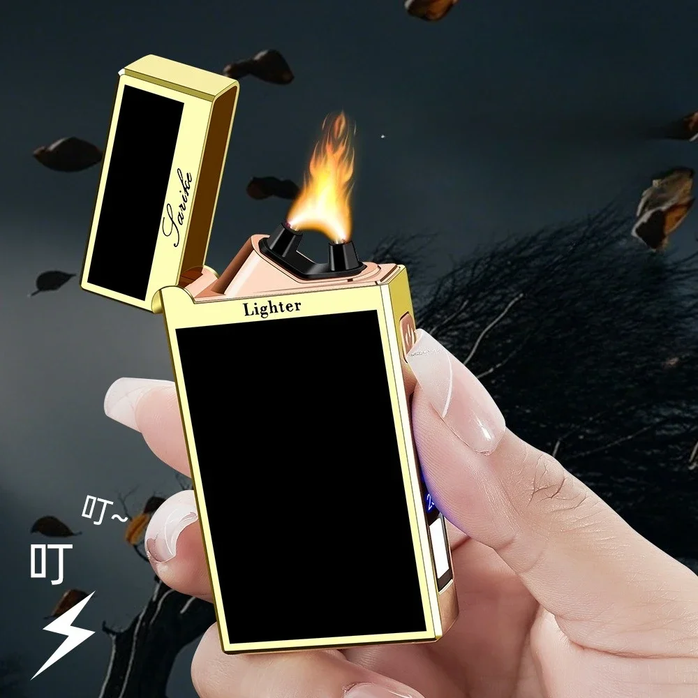 ولاعة كهربائية جديدة بقوس عالي الطاقة لعام 2025 مع إضاءة خارجية ولاعة سجائر محمولة شحن USB ملحقات دخان