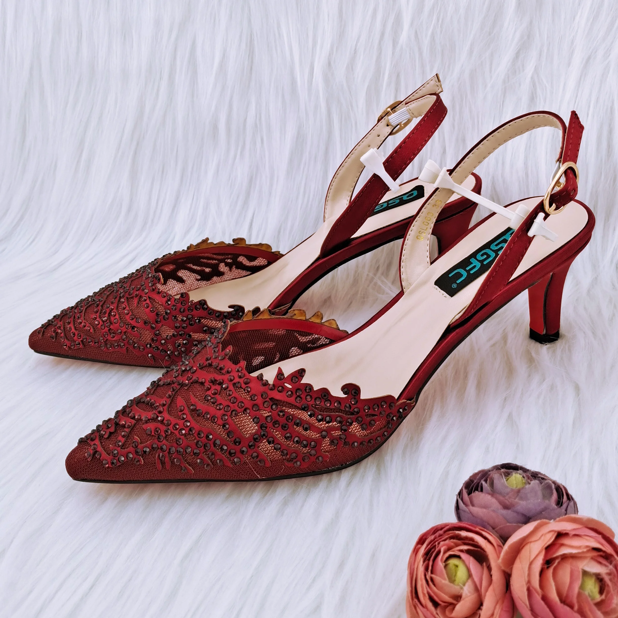 QSGFC New Mesh Coral Pattern Hollow Daily Wearable Comfortable Wearing Fashion Trend Pointed High Heels