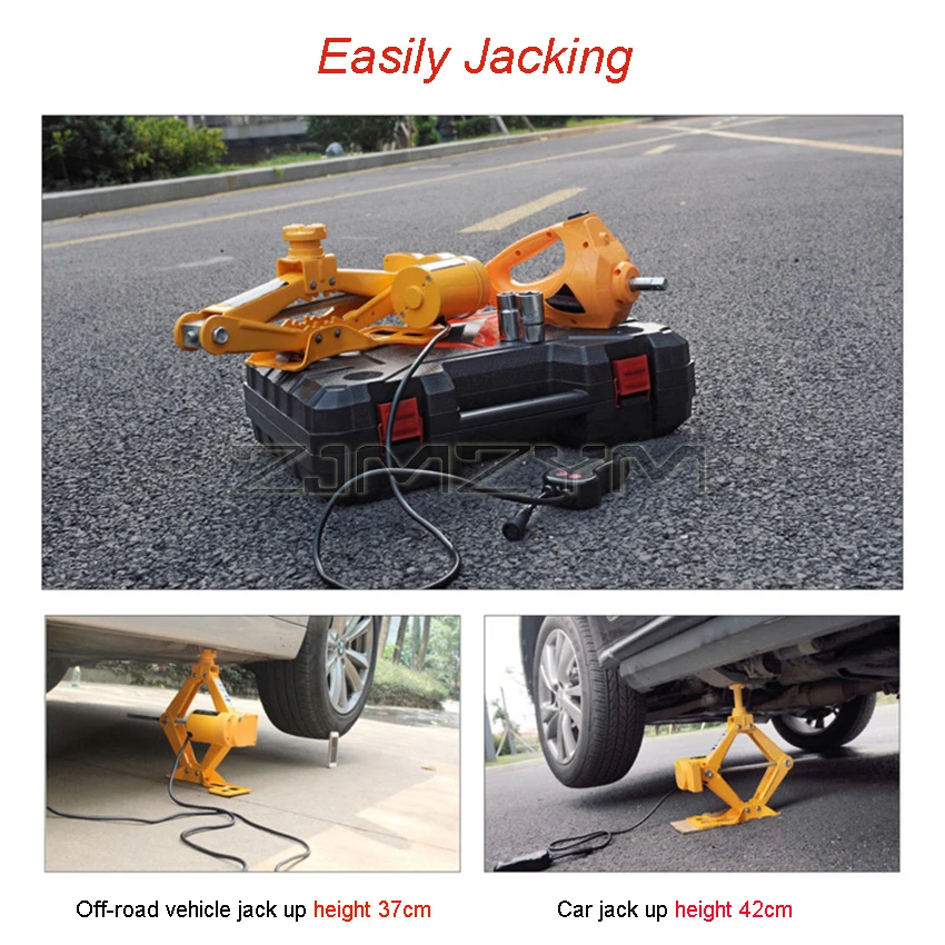 3 Ton Electric Car Jack Kit Lifting Set 12V 3 in 1 scissors Jacks With Impact Wrench And 150psi Pump 42cm Auto Lift repair Tools