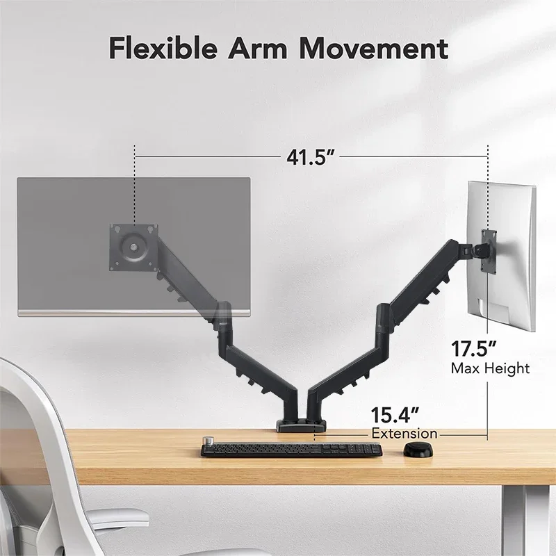 Ein-/Doppelarm-Computermonitorständer mit 360° °   Rotation, 13-32 Zoll verstellbarer Feder-Doppelmonitorarm für den Schreibtisch