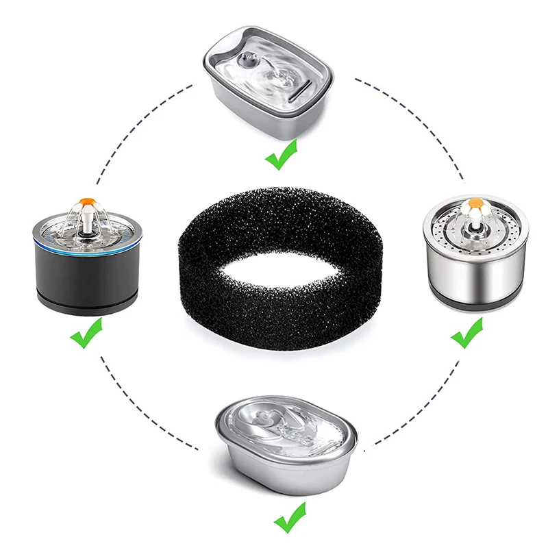 فلتر رغوي مستدير لنافورات مياه الحيوانات الأليفة ، فلتر إسفنجي لمشروب القطط ، 4 صوفي #3