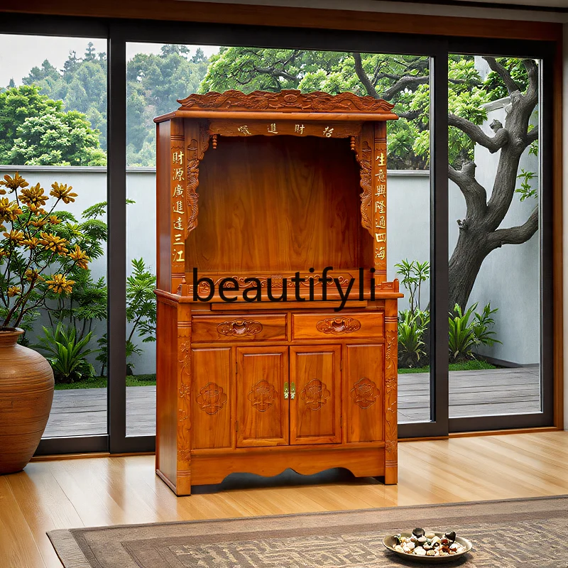 

Solid wood Buddhist niche vertical cabinet Buddhist cabinet for the God of Wealth, table incense case household altar cabinet
