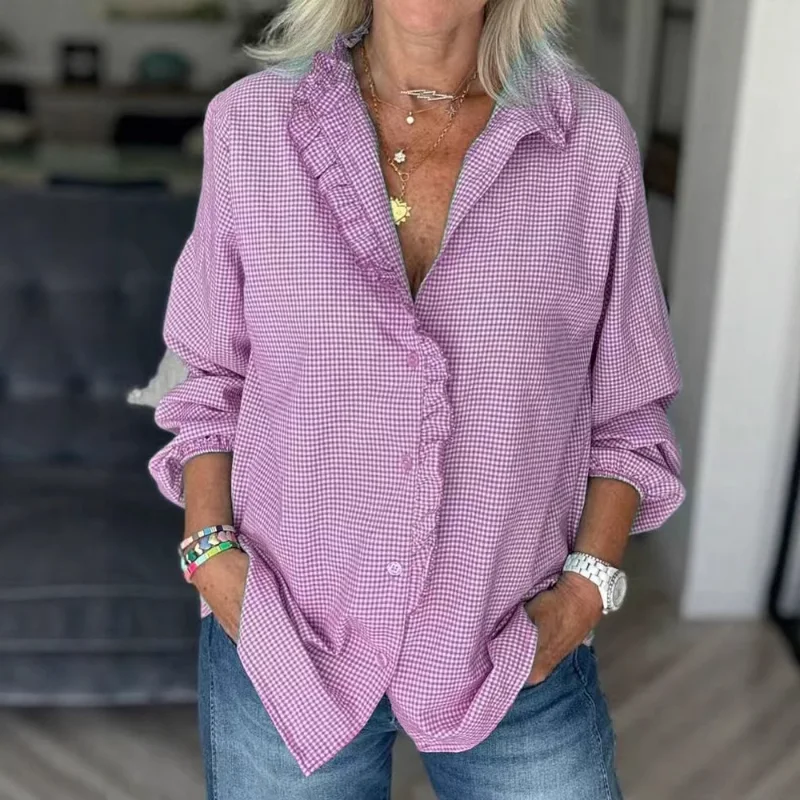 

2025 новые женские повседневные разноцветные женские топы с длинными рукавами и лацканами