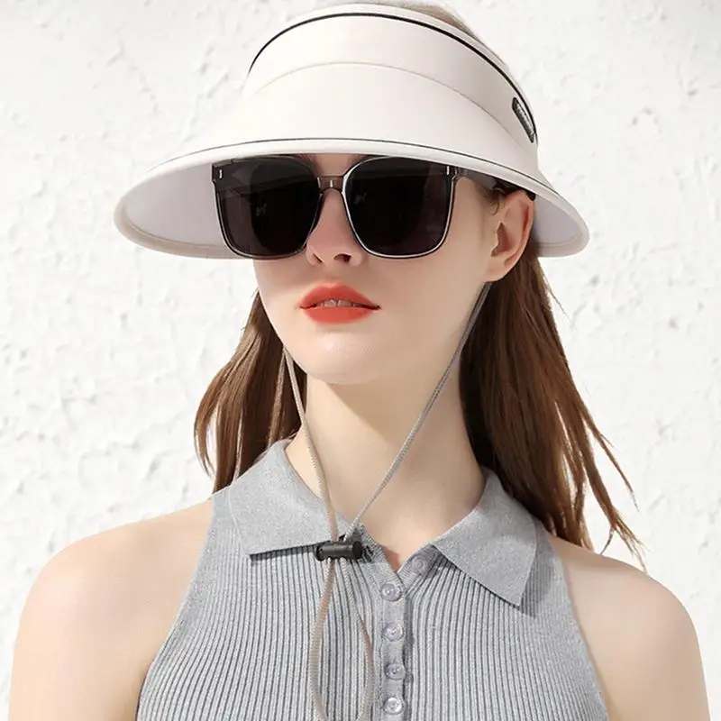 UV Sun Hat Sun Visor Hollow Top Hat Breathable Ponytail Caps Adjustable Sun Shade Hat For Outdoor