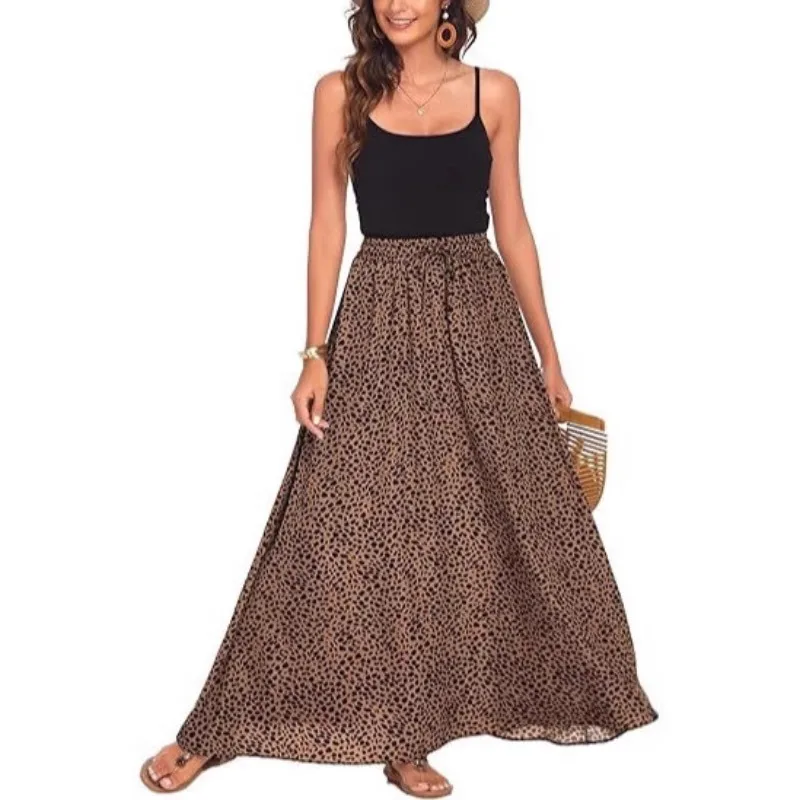Spring and summer skirt beach pleated high waist casual dress