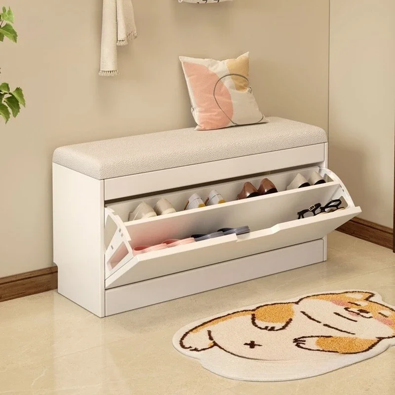 yesSolid Wood Shoe Changing Stool At The Entrance of The Household Shoe Cabinet Entrance Long Rack Shoe Changing Stool