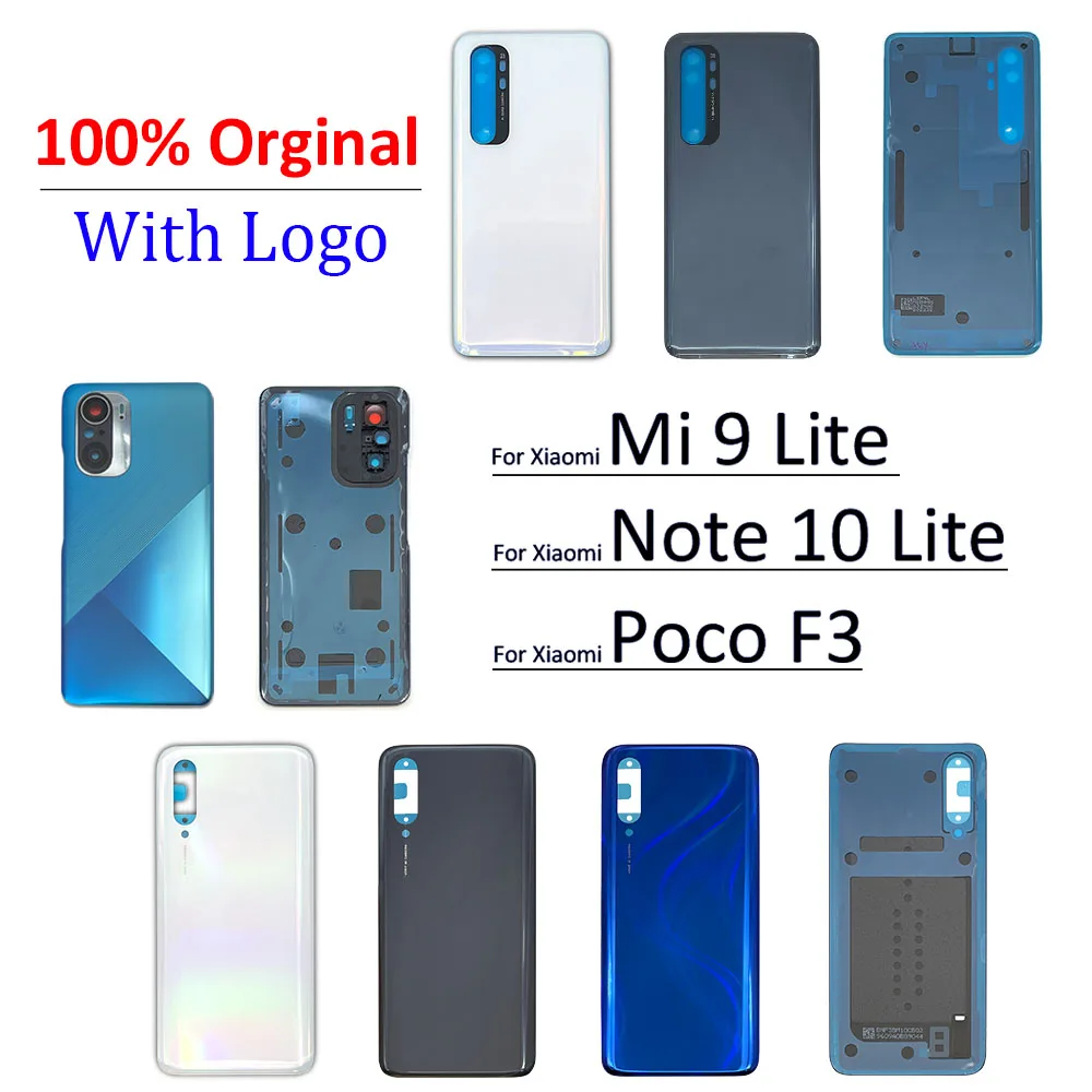 100% Original New Battery Back Cover Glass Rear Battery Housing With Glue For Xiaomi Mi 9 Lite / Poco F3 / Mi Note 10 Lite Xiamo