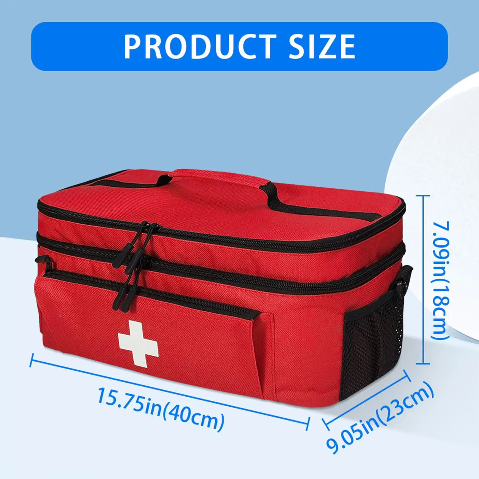 حقيبة الإسعافات الأولية منظم الزجاجات المحمولة باللون الأحمر لمكتب المشي لمسافات طويلة في حالات الطوارئ