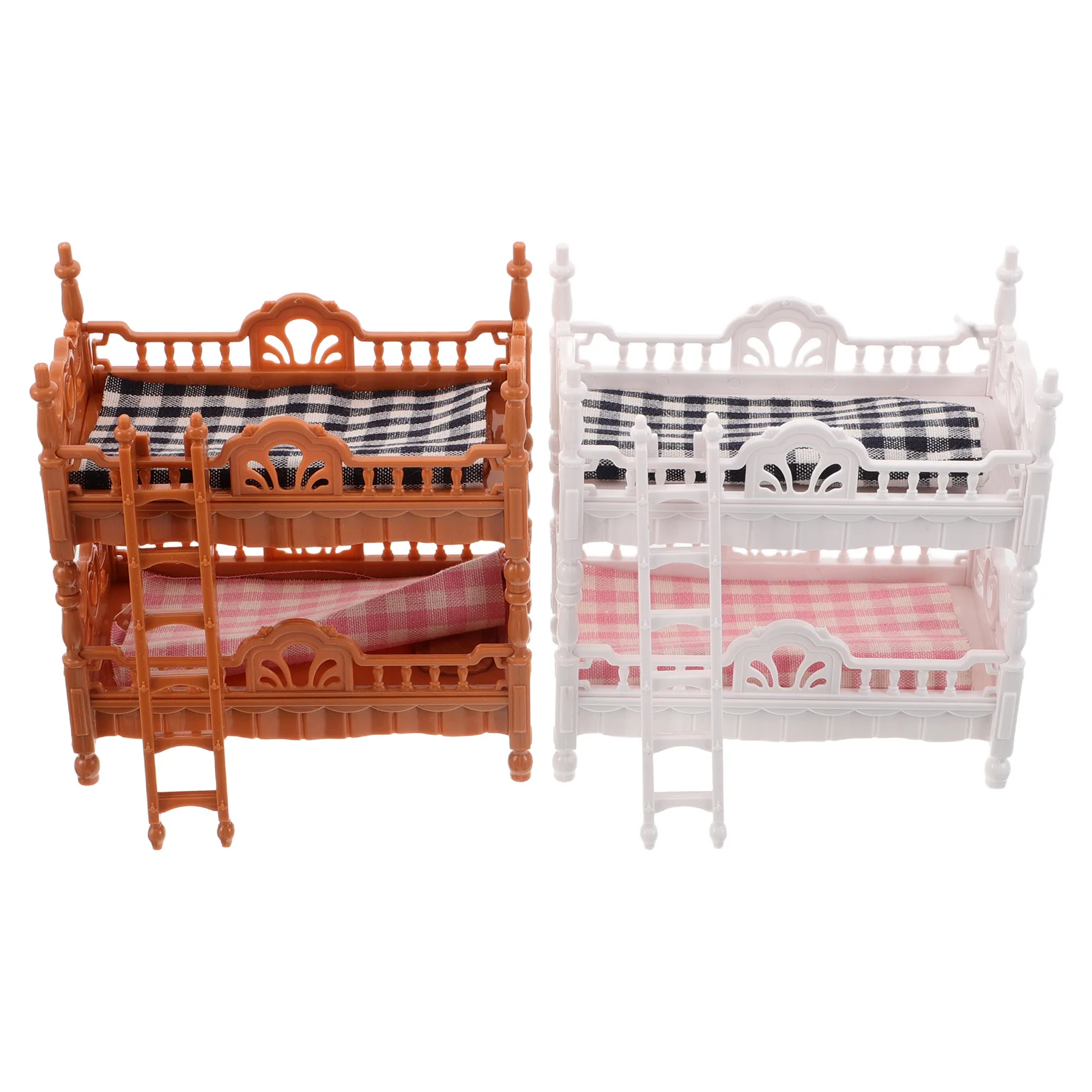 2 set Dollhouse Bunk Bed Set Miniature Bedroom Furniture For Kids Role Play Realistic Dollhouse Decor Mini House Accessory