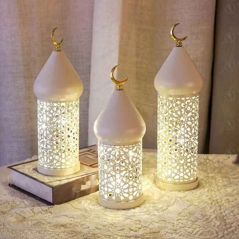 مصباح LED لرمضان مبارك مينار، مجوف معدني، زينة تزيين طاولة الطعام لسطح المكتب لعيد الفطر #2
