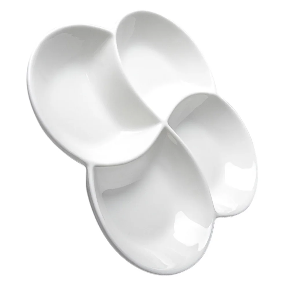 

Fruit Snack Serving Tray Melamine Multi-Compartment Design For Candy Dried Nuts Storage Desktop Food Display Plate White