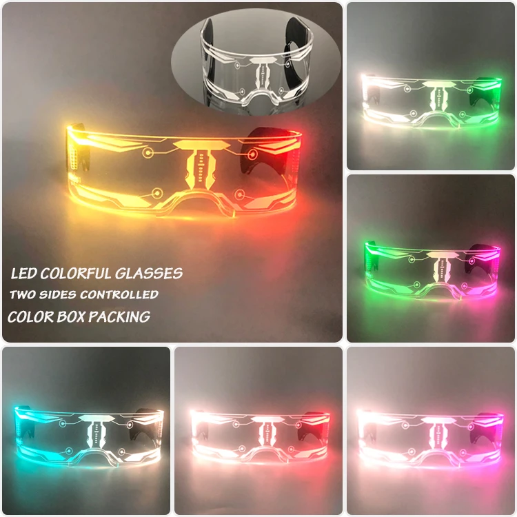 Modische Leuchtende Dekorative Brillen Neon-Licht-Dekoration LED-Sonnenbrille für Nachtclub DJ Tanz Musik Rave Kostüm Nacht