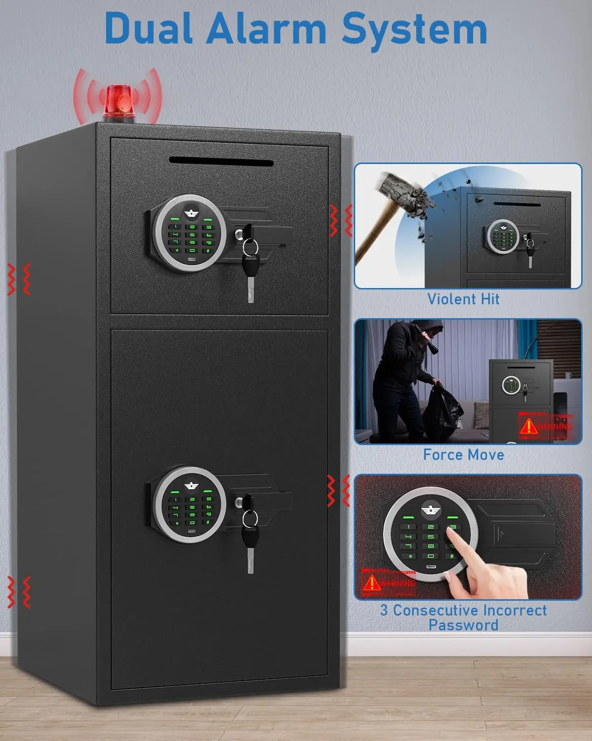 6.0 Cubic Extra Large Home Safe Box Fireproof Waterproof, Digital Home Security Safe Box with Adjustable Shelf & Deposit Slot, M