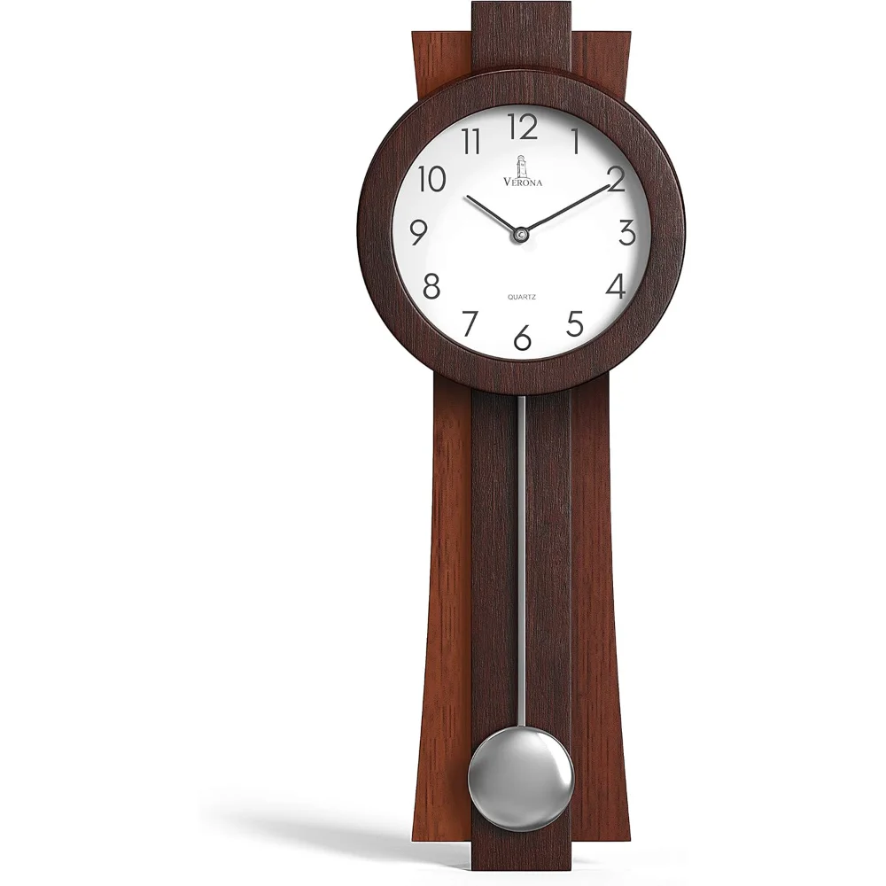 

Pendulum Wall Clock Battery Operated - Modern Pendulum Clock 23.5x8.5 inch - Silent Wooden Decorative Wall Clocks
