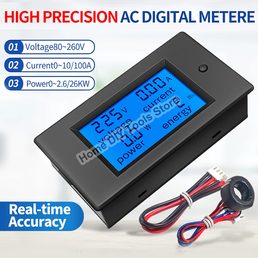 PZEM-021/061-VH Digital LCD Voltage Current Power Energy Consumption Meter AC 80-260V Battery Indicator Ammeter Voltmeter