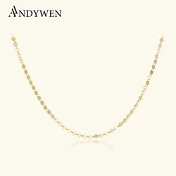 ANDYWEN 925 Sterling Silver 4mm Coins Charms Choker Necklace Chains Luxury Women Fashion Rock Punk Jewelry For European Wedding