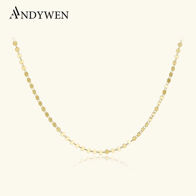 ANDYWEN Srebro Próby 925 Naszyjnik Choker z Zawieszkami w Kształcie Monet 4mm Luksusowa Biżuteria Damska Moda Rock Punk na Europejskie Wesele