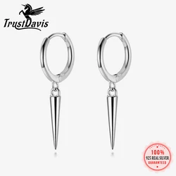 Trustdavis Genuine 100% 925 Sterling Silver Cute Sweet Small Stick Hoop Earrings For Women Girl Wedding Jewelry Gift DA472