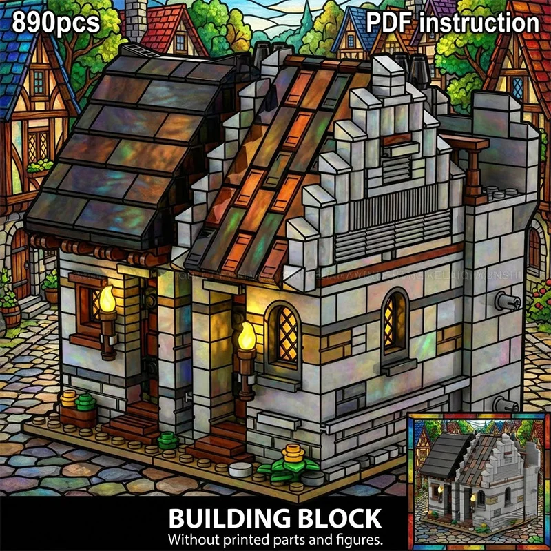 ชุดก่อสร้าง DIY ปราสาท อาณาจักร หมู่บ้าน บ้าน อาคารโบราณ ของเล่นตัวต่อ ของขวัญ