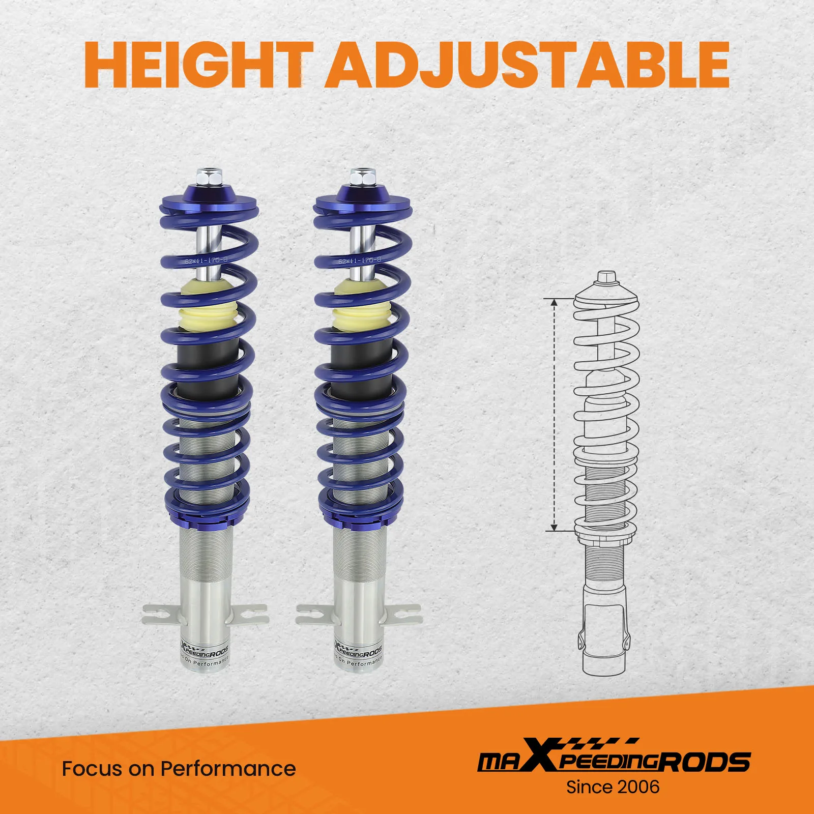 maXpeedingrods Coilovers for VW Jetta 1980-1984, for VW Rabbit/Golf MK1 1975-1984 Spring Shock Absorber Lowering Kit Blue