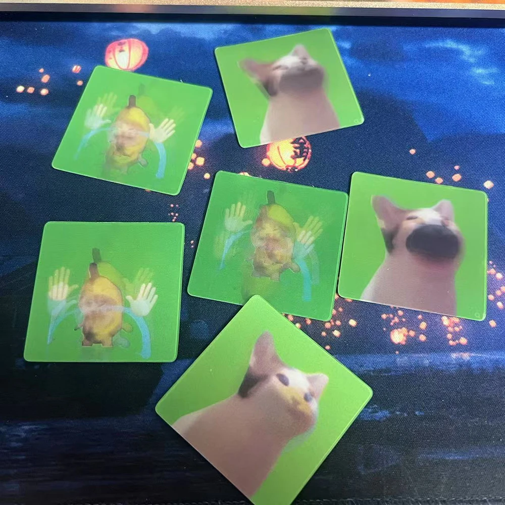 Funny meme cat dynamic raster card, open mouth cat, banana cat dynamic card with card sleeve and keychain